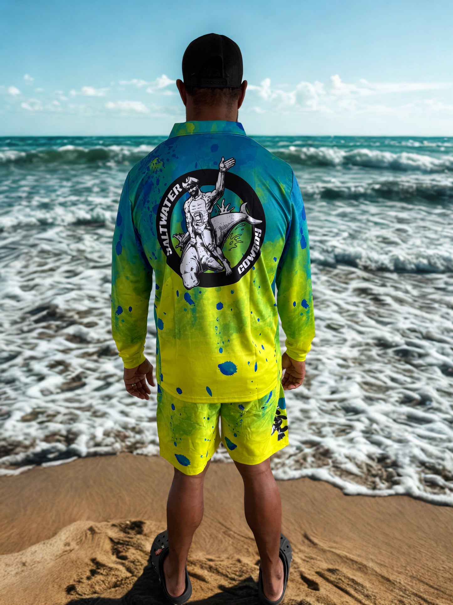 Unisex Fishing Set: Shirt & Shorts - Ocean Moss Edition